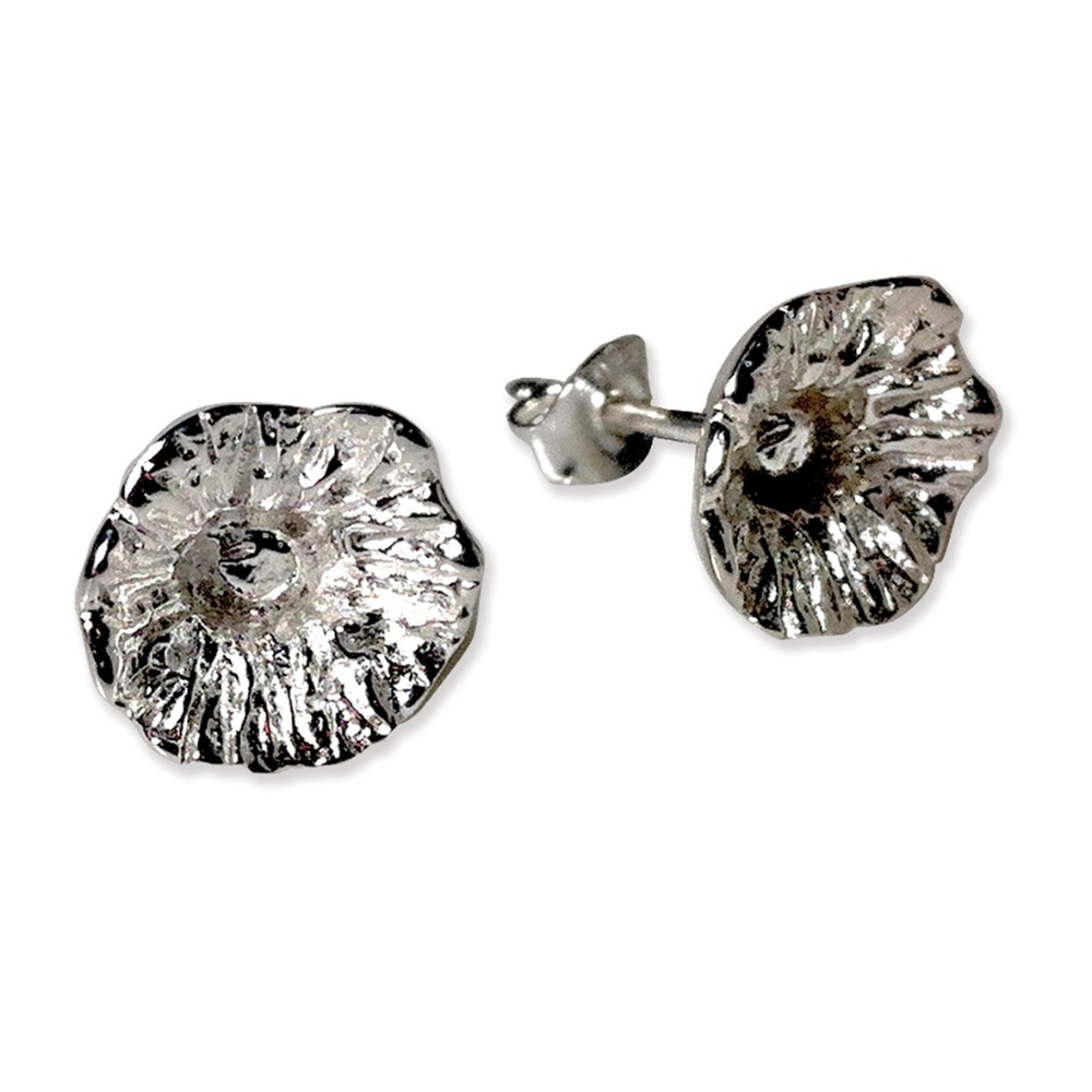 NEW - .925 Sterling Silver Handmade "Amy" Flower Earrings Hand Carved